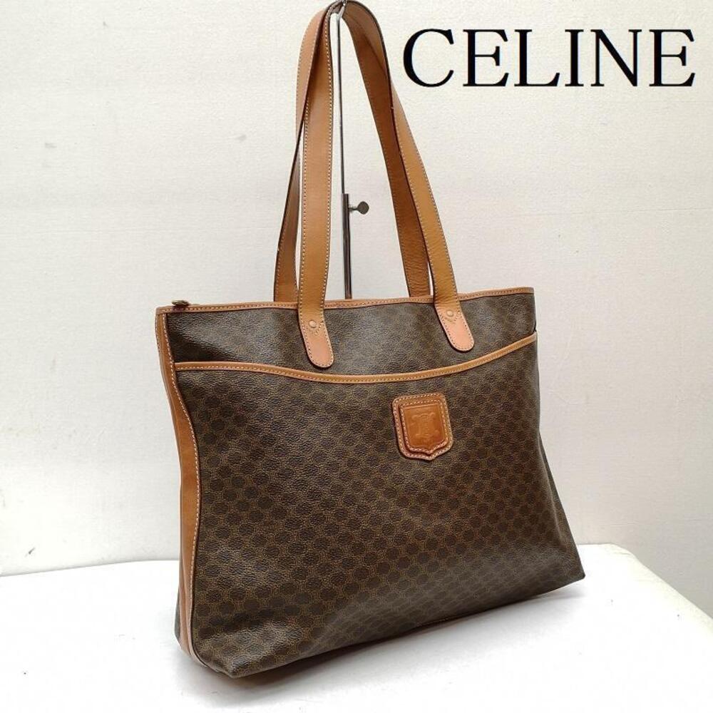 Celine Macadam Tote Bag Leather Brown